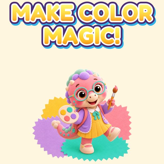 Make Color Magic print artwork featuring Anki with a paint palette and brush.
