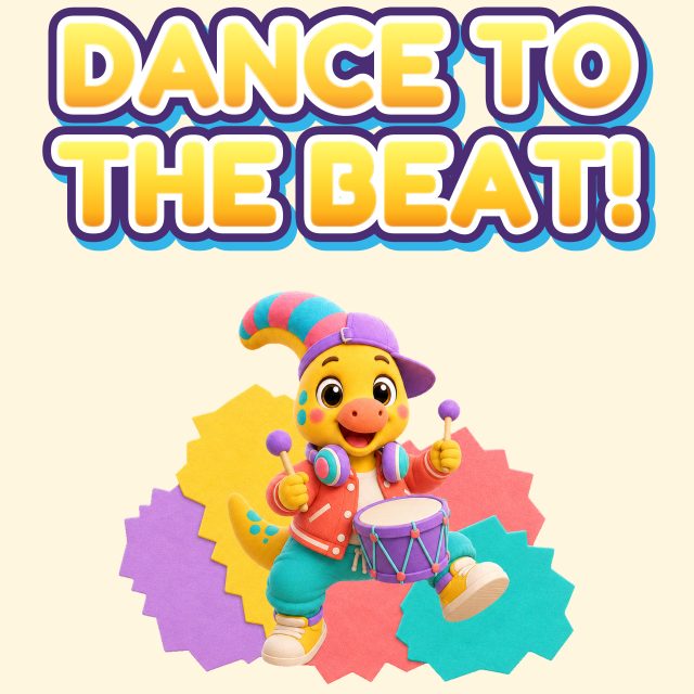 Dance to the Beat print artwork featuring Para playing a purple drum.